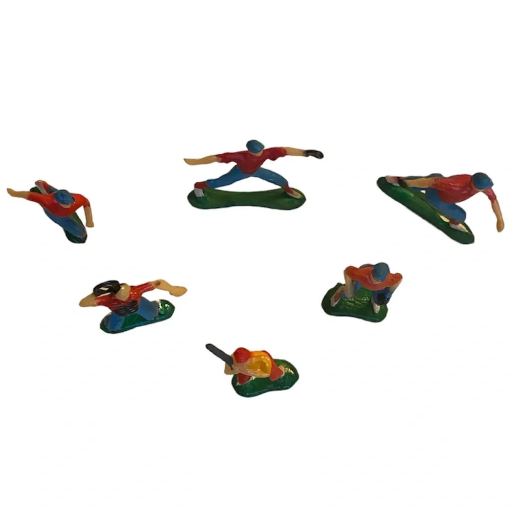 Vintage Action Figures Sports Baseball Toppers Toy Set Collectible 6pc Bundle